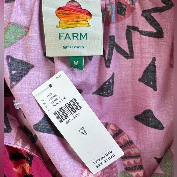 NWT Farm Rio Anthropologie Tiered Midi Dress in Pink - Picture 7 of 11